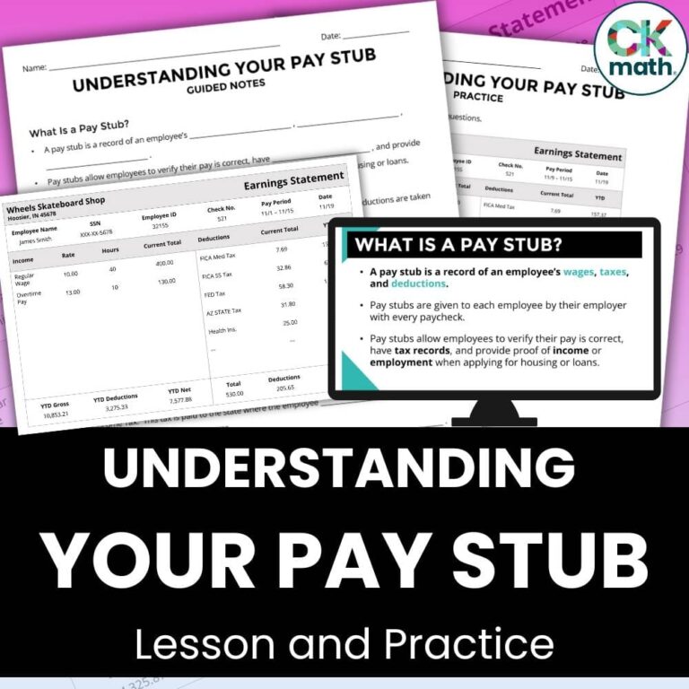 Understanding Your Pay Stub Lesson Paychecks Deductions U0026 Income Taxes CKMath