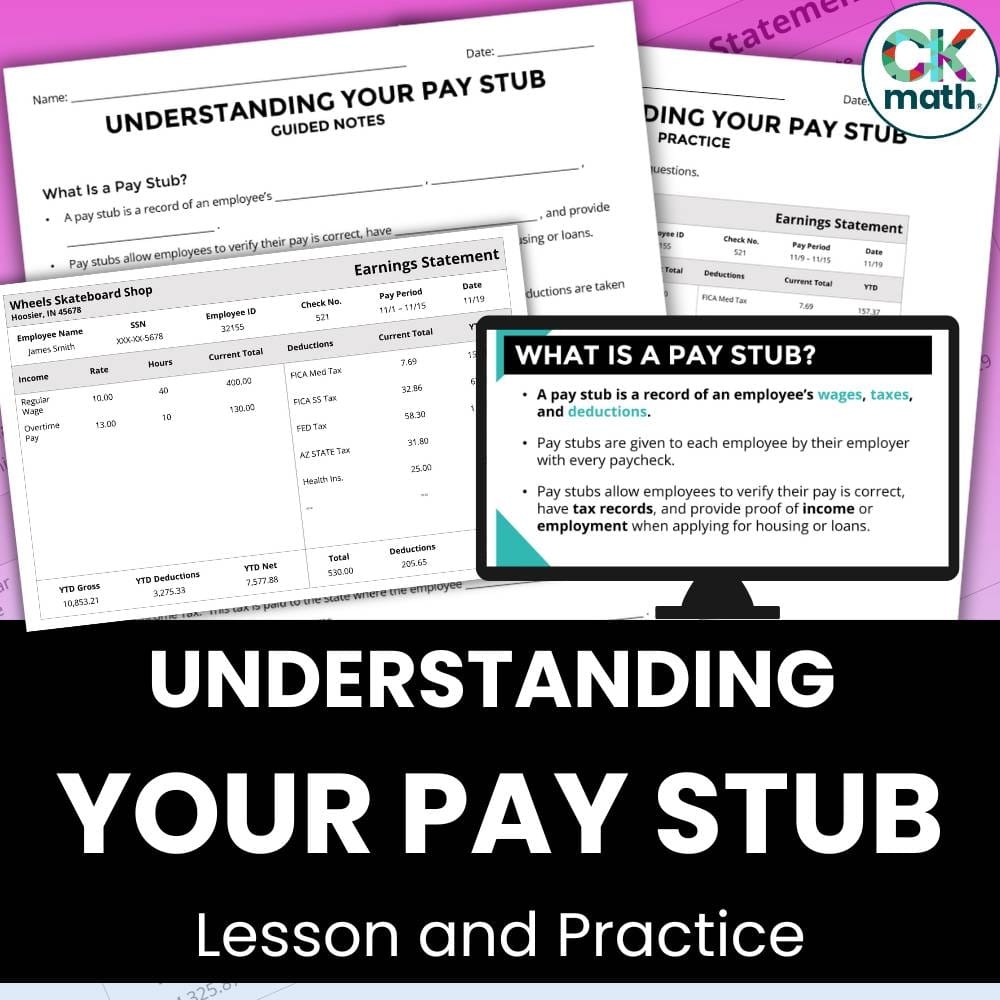 Understanding Your Pay Stub Lesson Paychecks Deductions U0026 Income Taxes CKMath 
