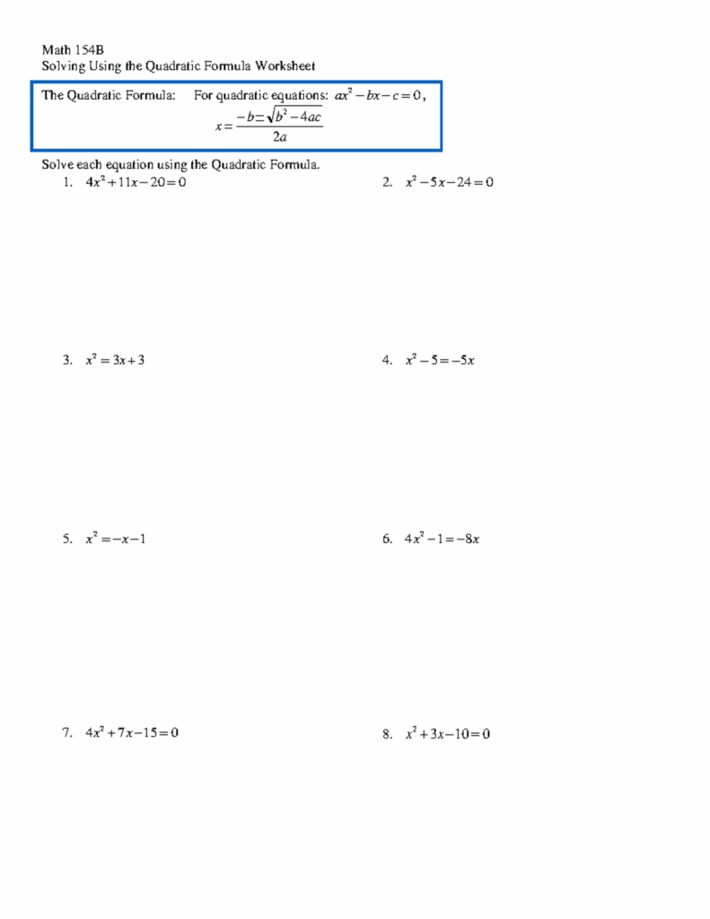 Using The Quadratic Formula To Sketch Graphs Math 154B Name Solving Using The Studocu