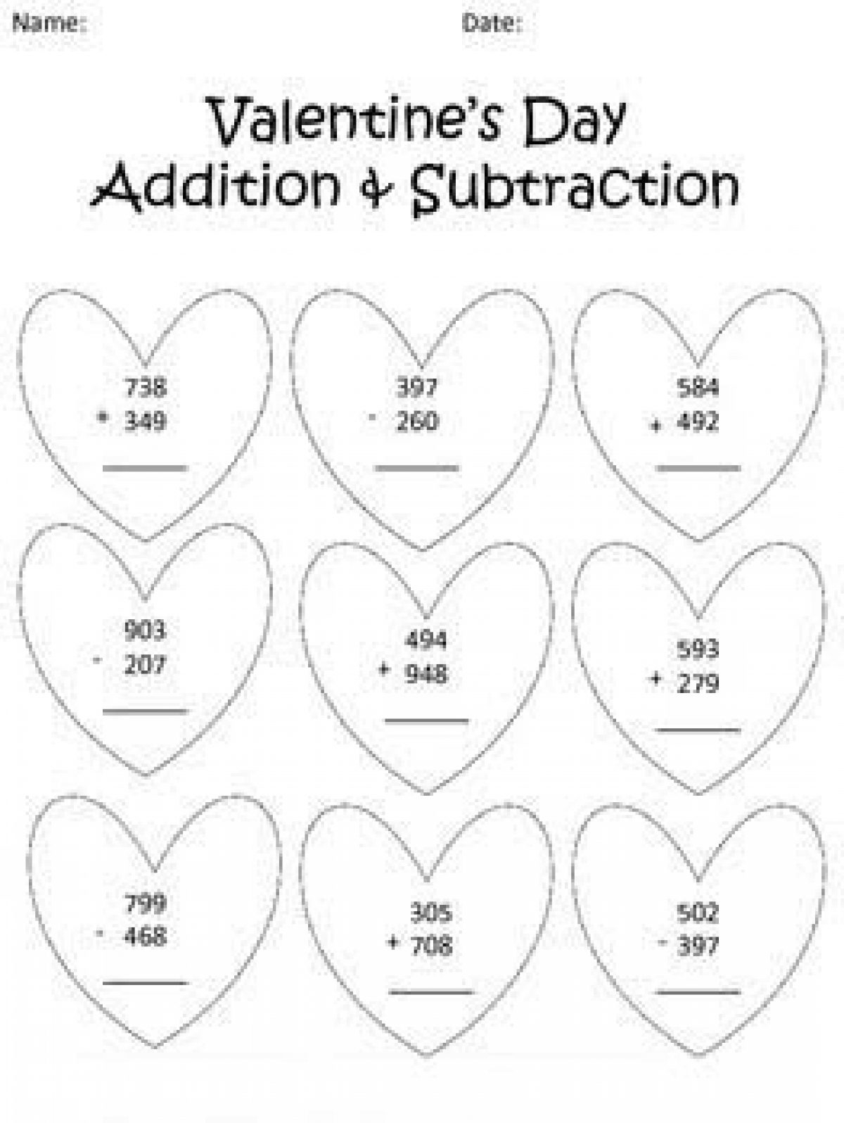 Valentine's Day Math Worksheets