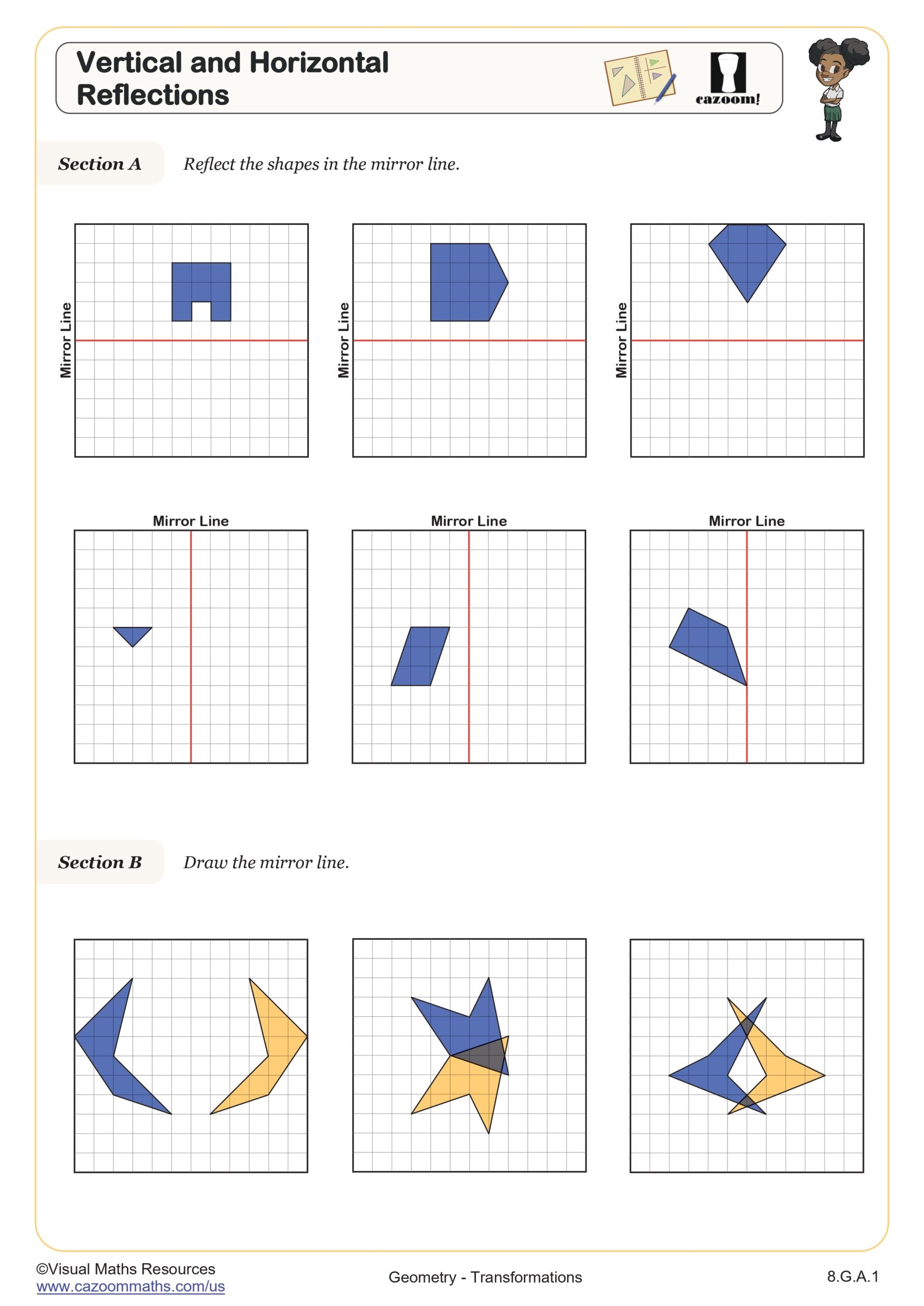 Reflection Math Worksheets