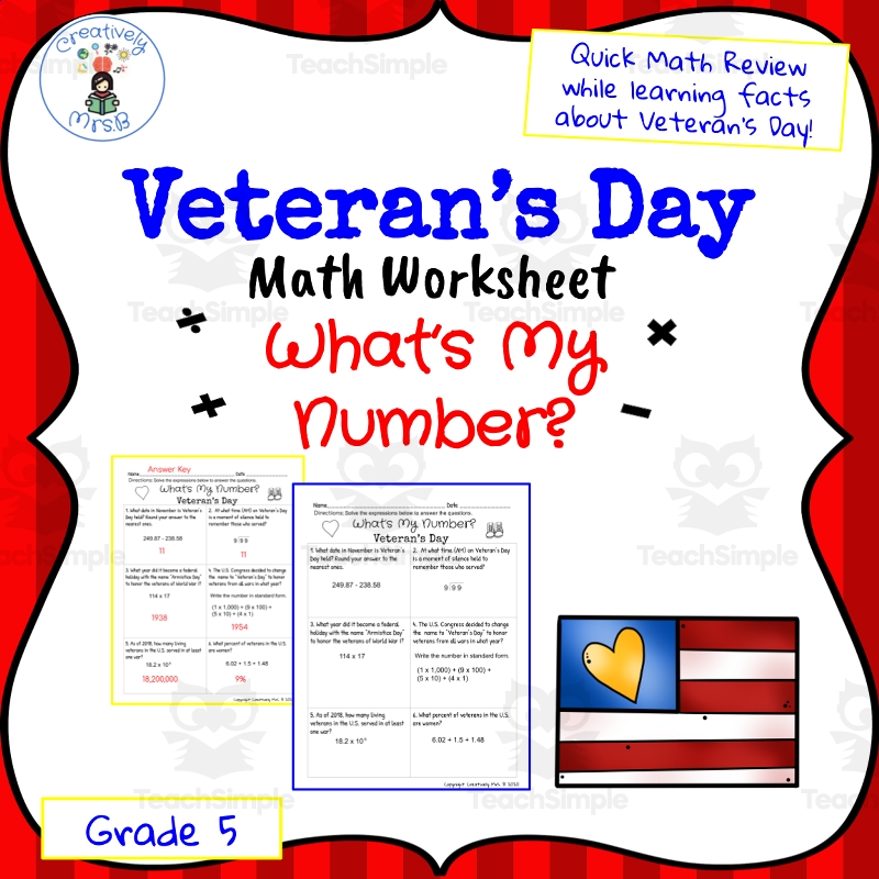 Veteran s Day Math Trivia Worksheet By Teach Simple