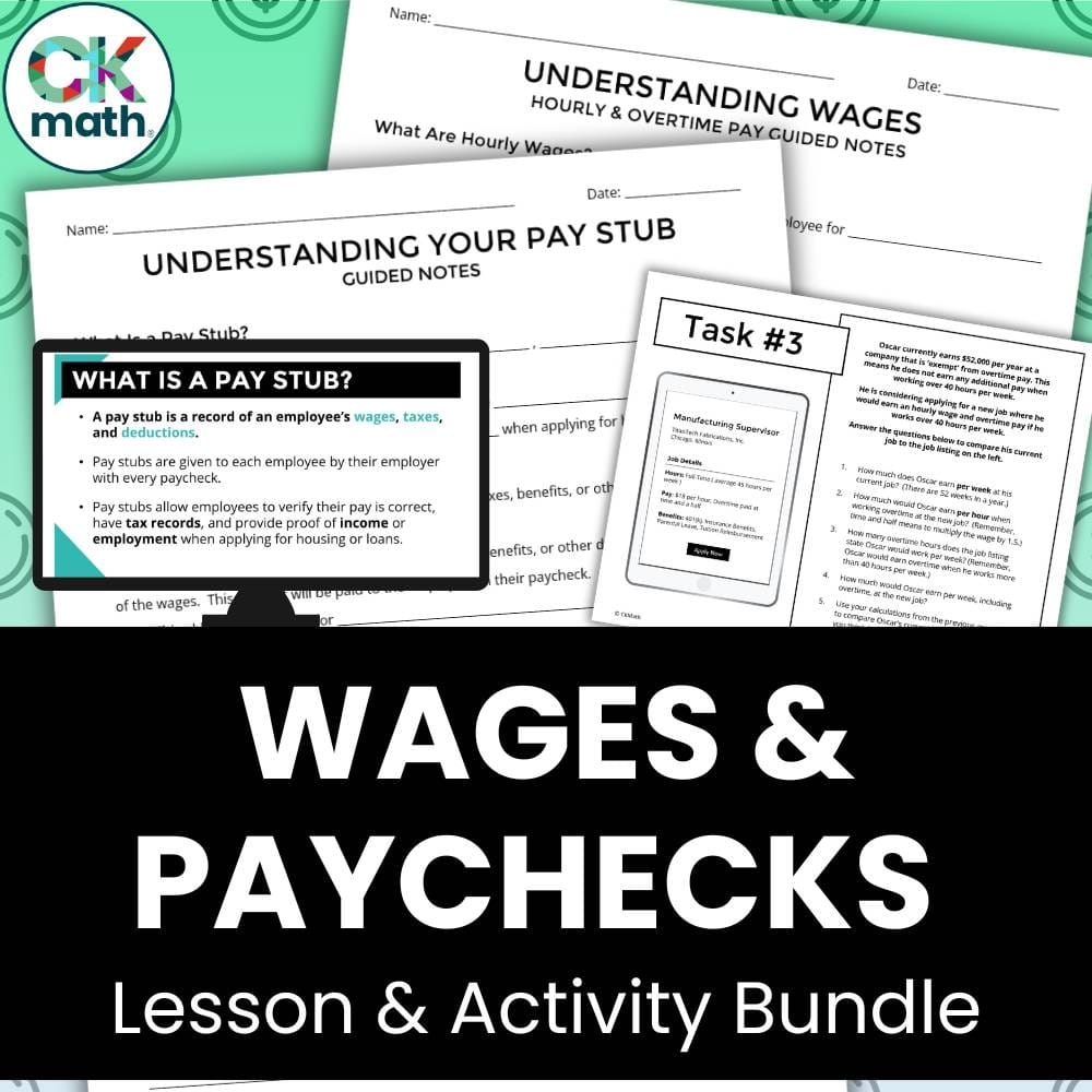 Wages U0026 Paychecks Financial Literacy Lessons And Activities Bundle CKMath 