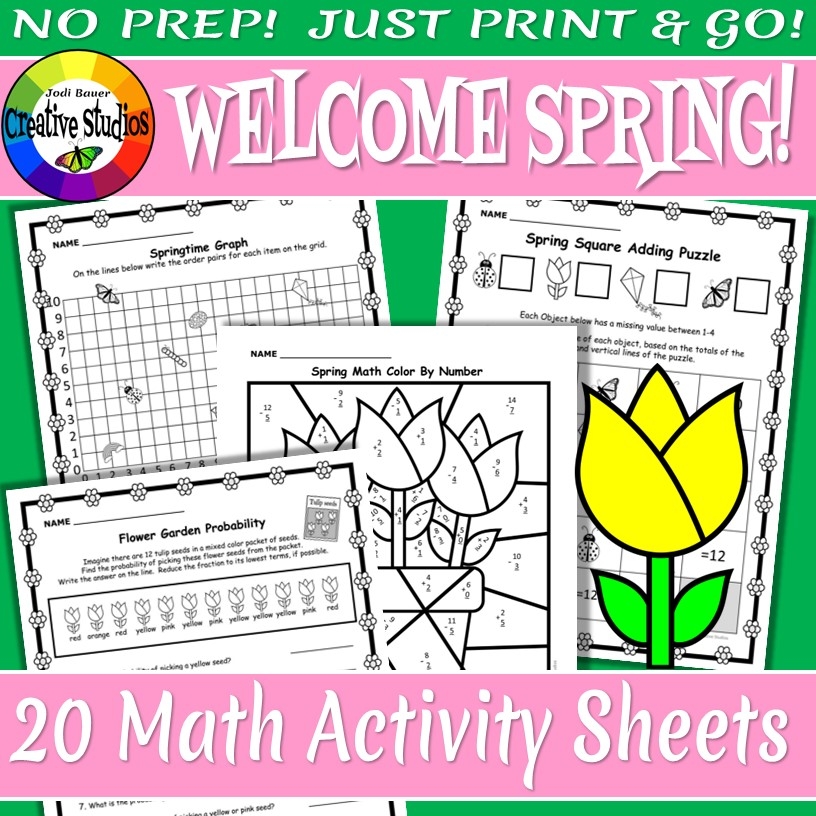Welcome Spring Math Activity Sheets No Prep Made By Teachers