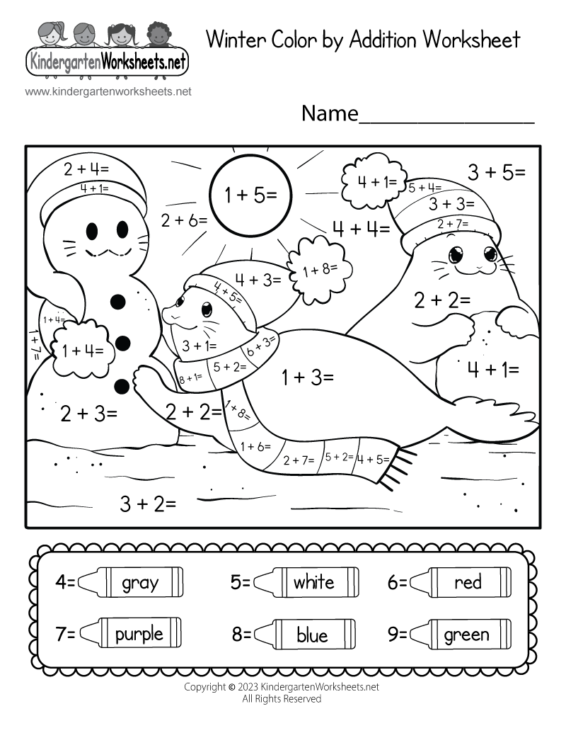 Kindergarten Coloring Math Worksheets