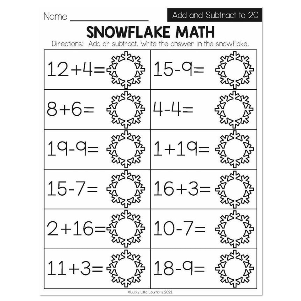 Math Worksheet For 1st Graders