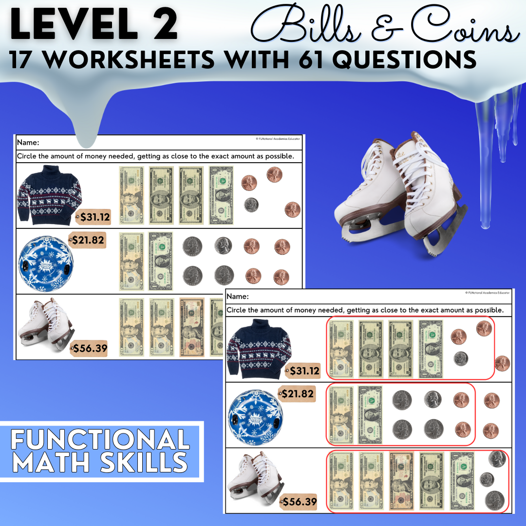 Winter Shopping Task Cards Worksheets Real Photos Money Math 
