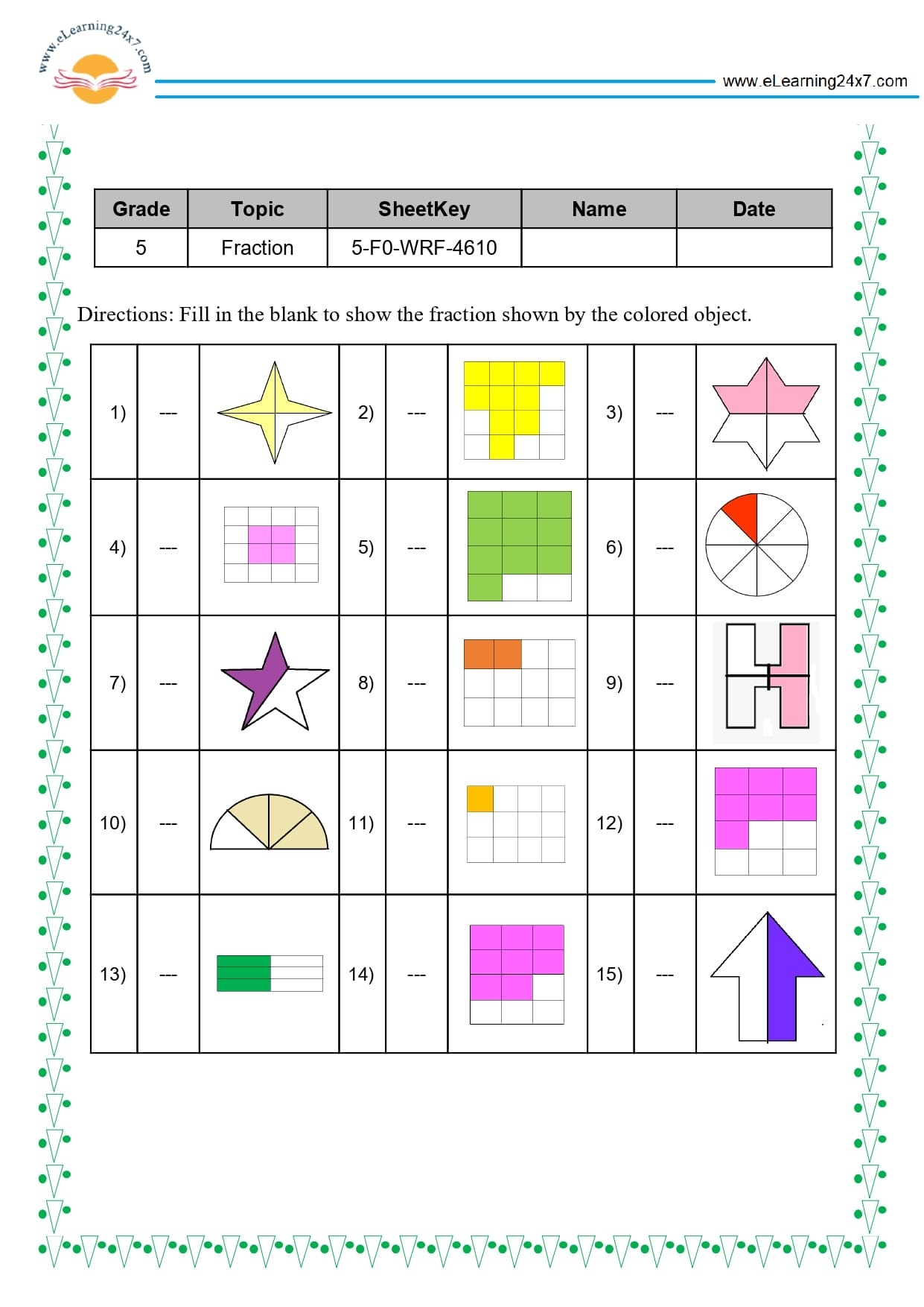 Write Numerator U0026 Denominator Of Fraction Www eLearning24x7