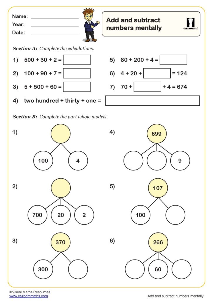 Worksheet Maths Year 3