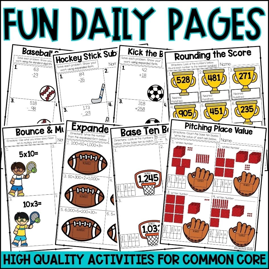 YEAR Of 3rd Grade Math Worksheets And Lessons BUNDLE In Print And 