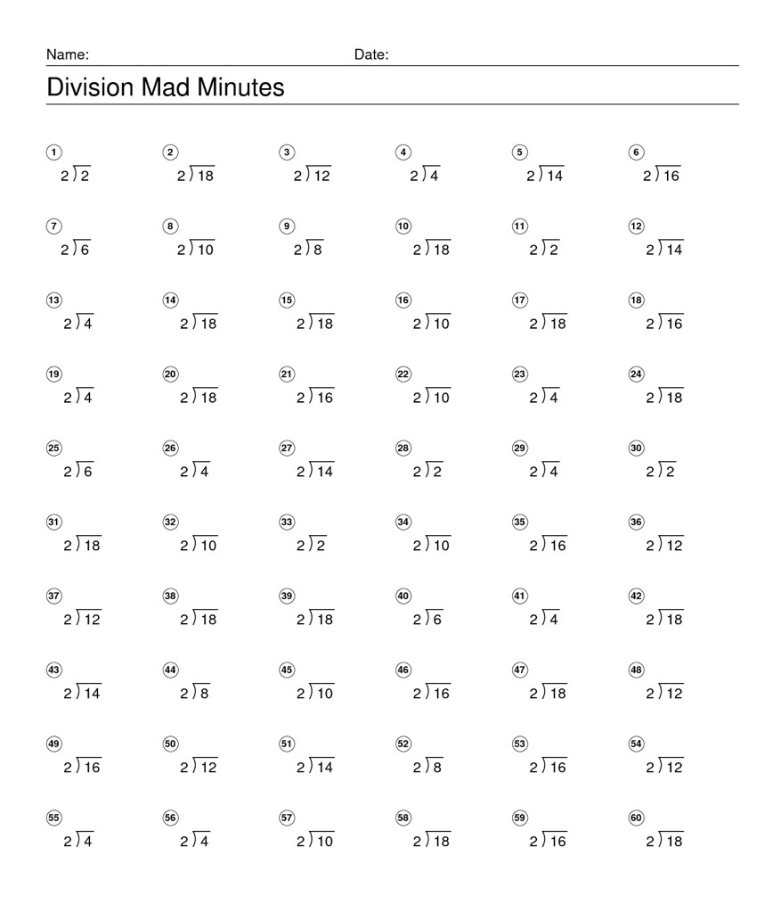 Math Mad Minute Worksheets