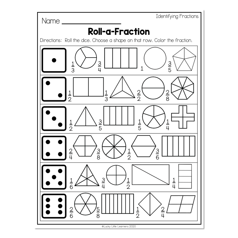 2nd Grade Math Worksheets Geometry Identifying Fractions 