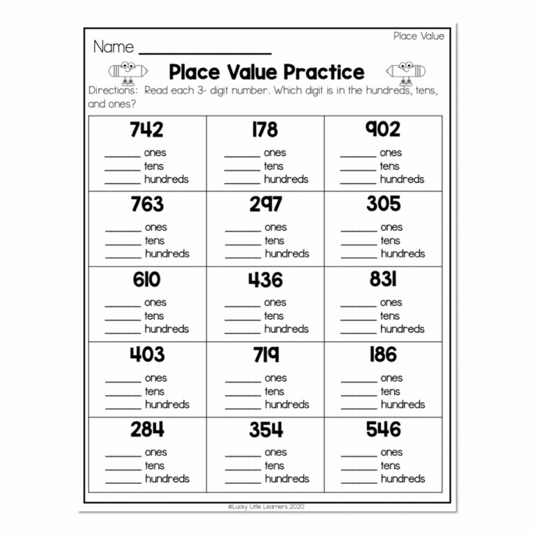 2nd Grade Math Worksheets Place Value Place Value Place