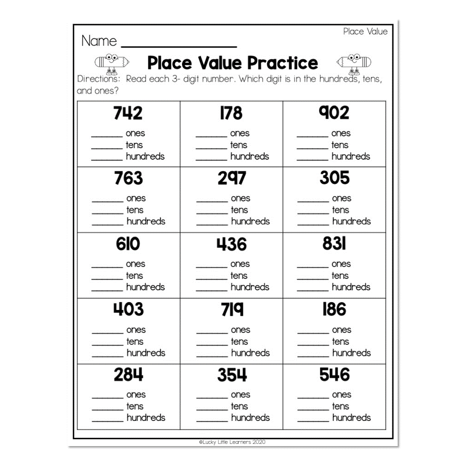 2nd Grade Math Worksheets Place Value Place Value Place 