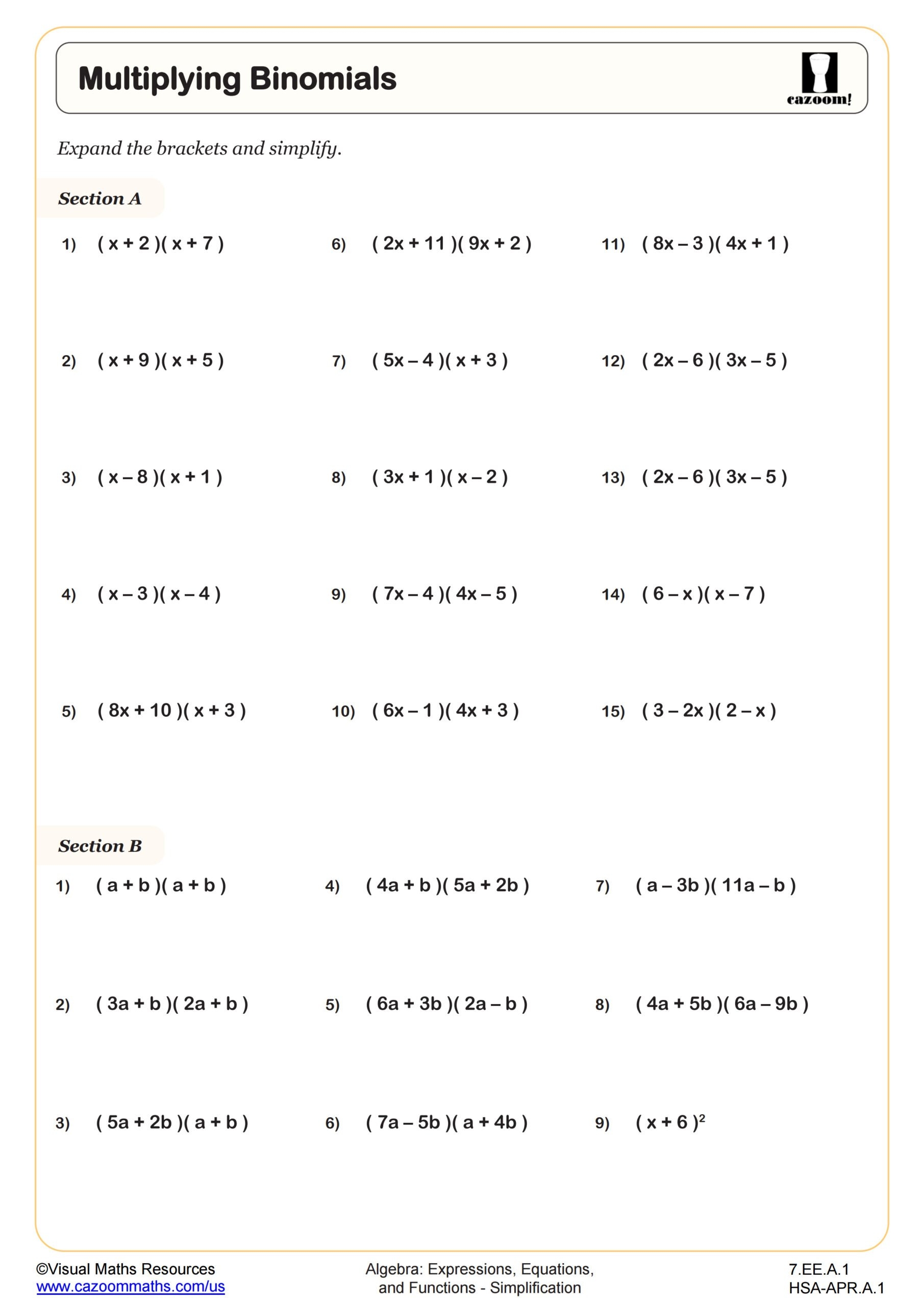 Math For 7th Grade Worksheets