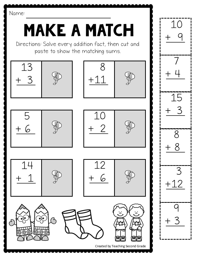 Addition Facts To 20 Worksheets Fun No Prep Math Worksheets For 1st 2nd Grade