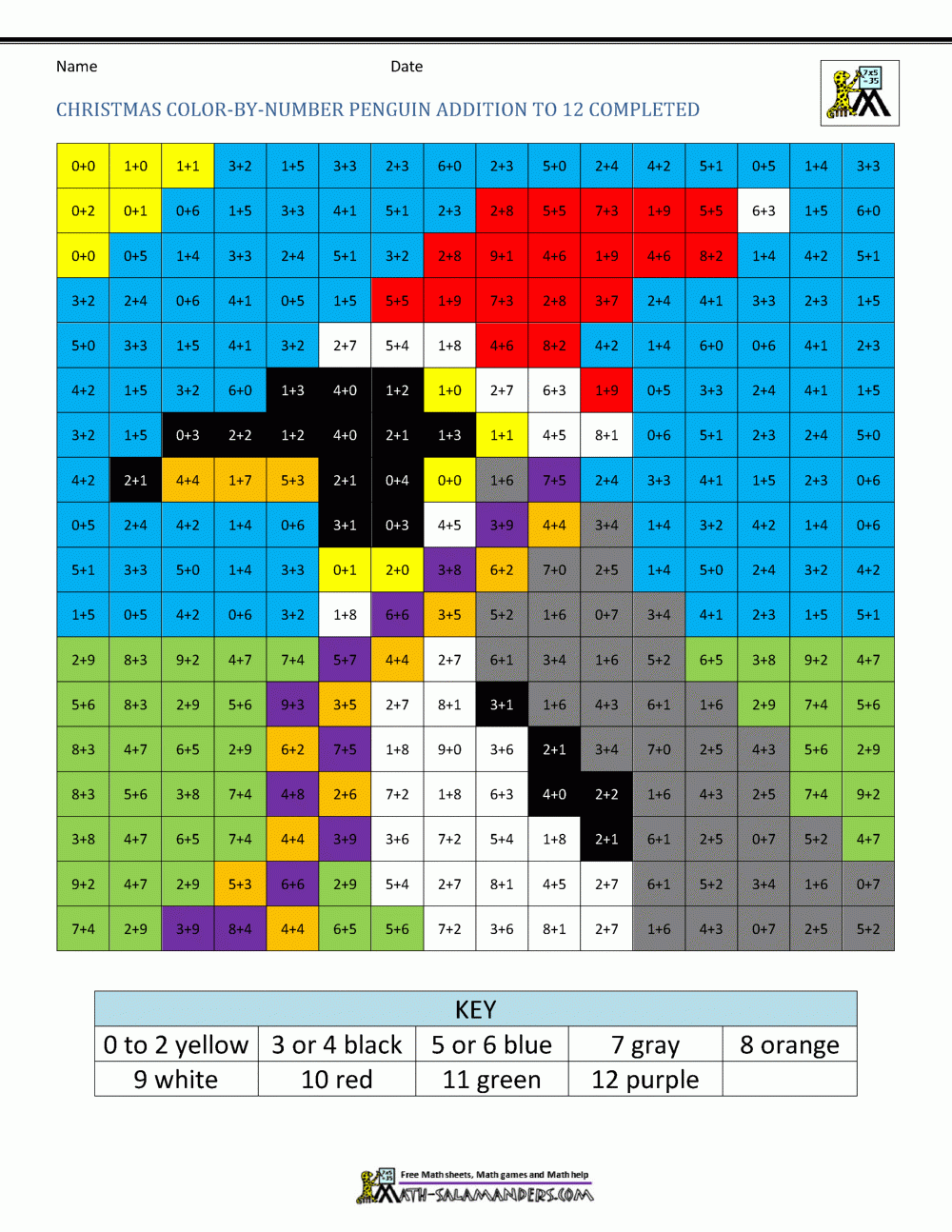 Christmas Color By Number Sheets For Kids