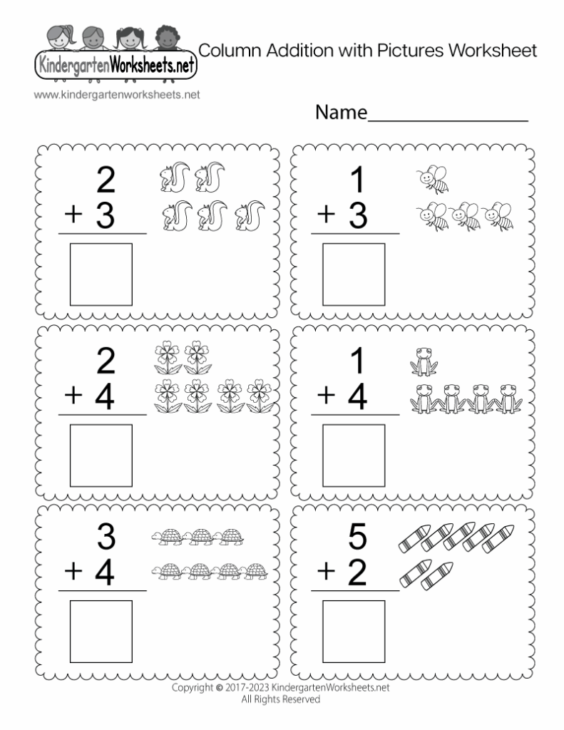 Kindergarten Math Addition Worksheets Free