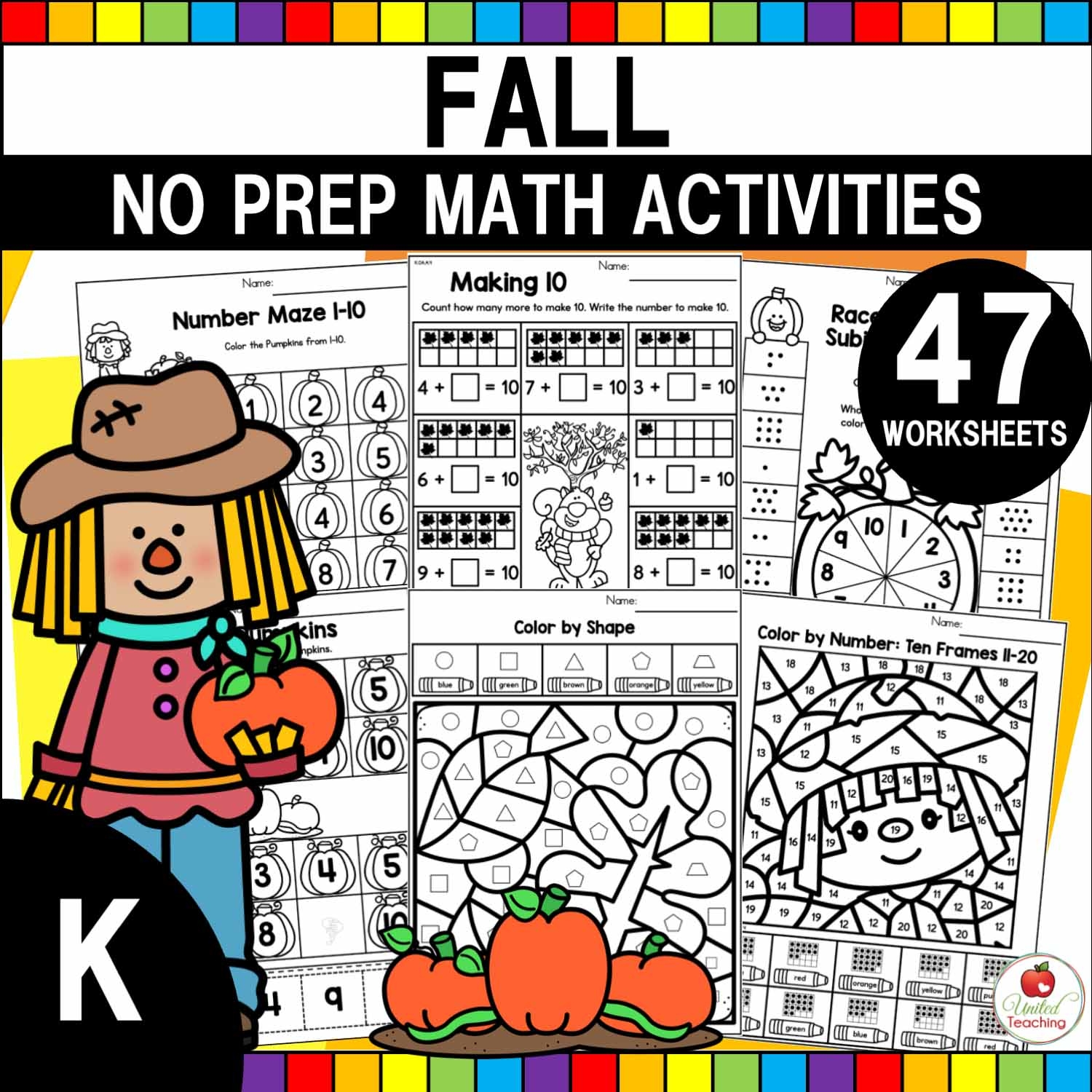 Fall Math Activities Kindergarten Packet United Teaching