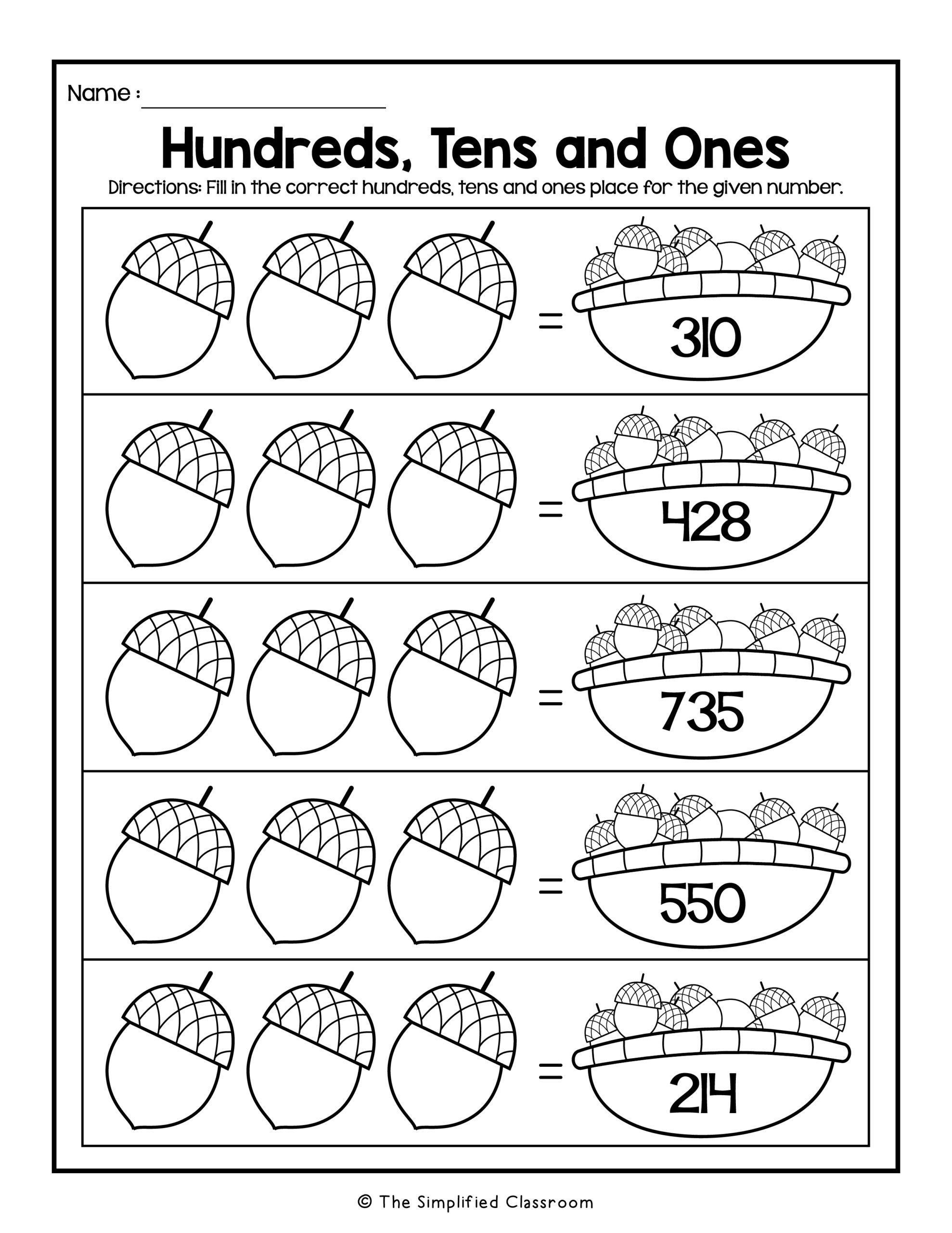 Free Fall Math Worksheets