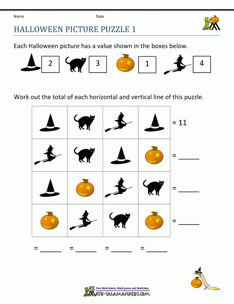 Math Worksheets Halloween