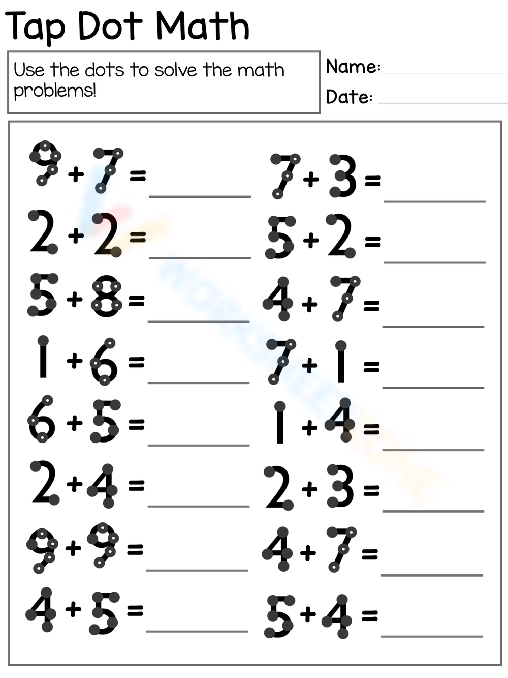 Grade 1 Touch Math Worksheets 2025
