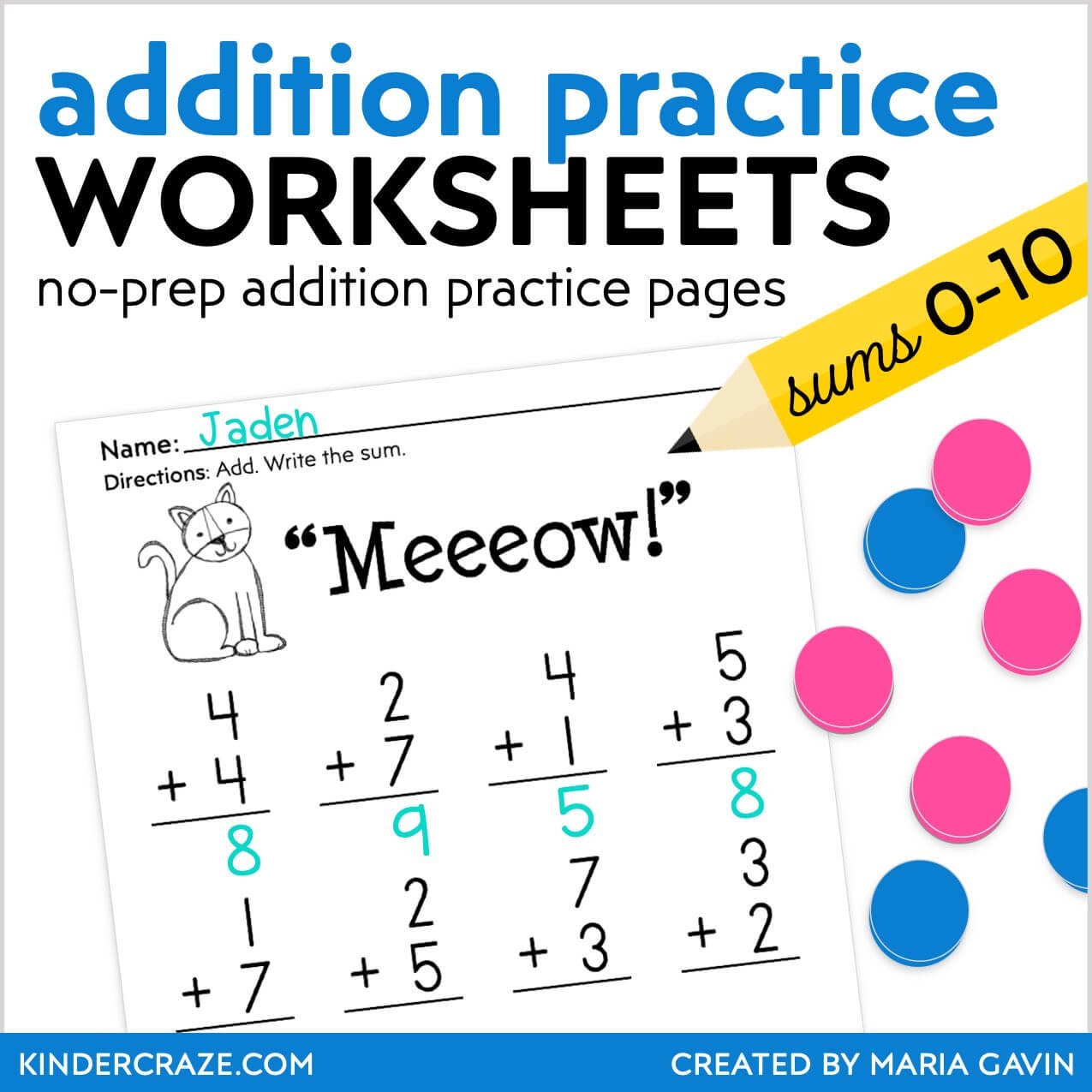 Kindergarten Adding Math Worksheets