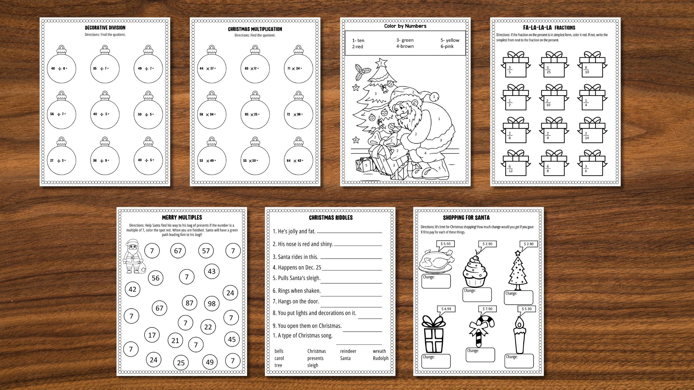 Holiday Math Worksheets