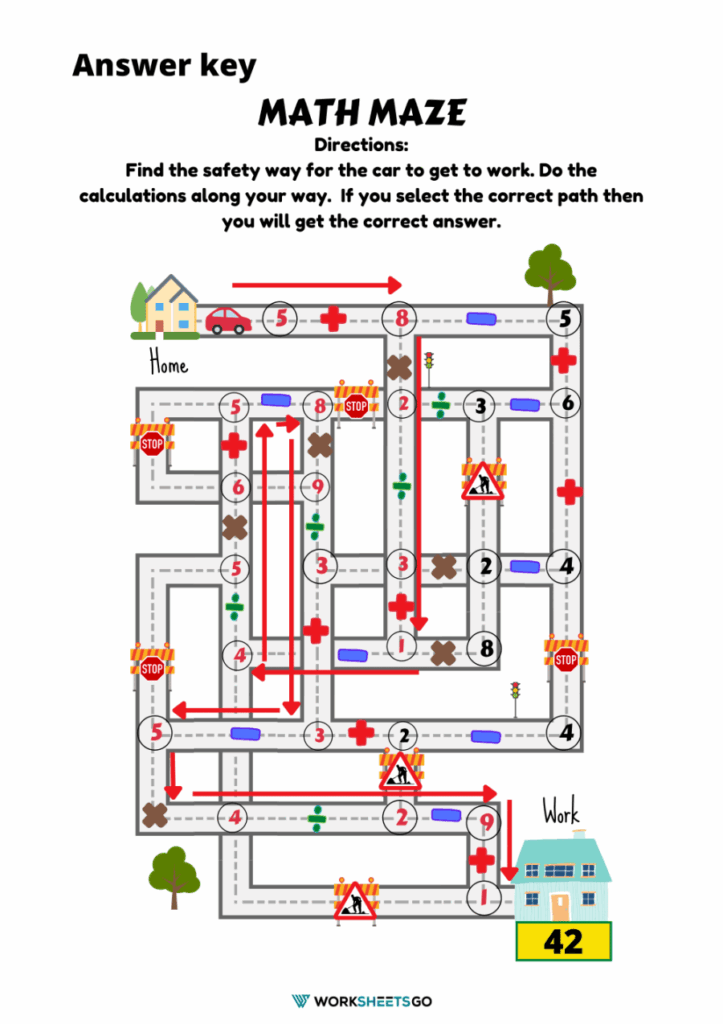 Math Maze Worksheets WorksheetsGO