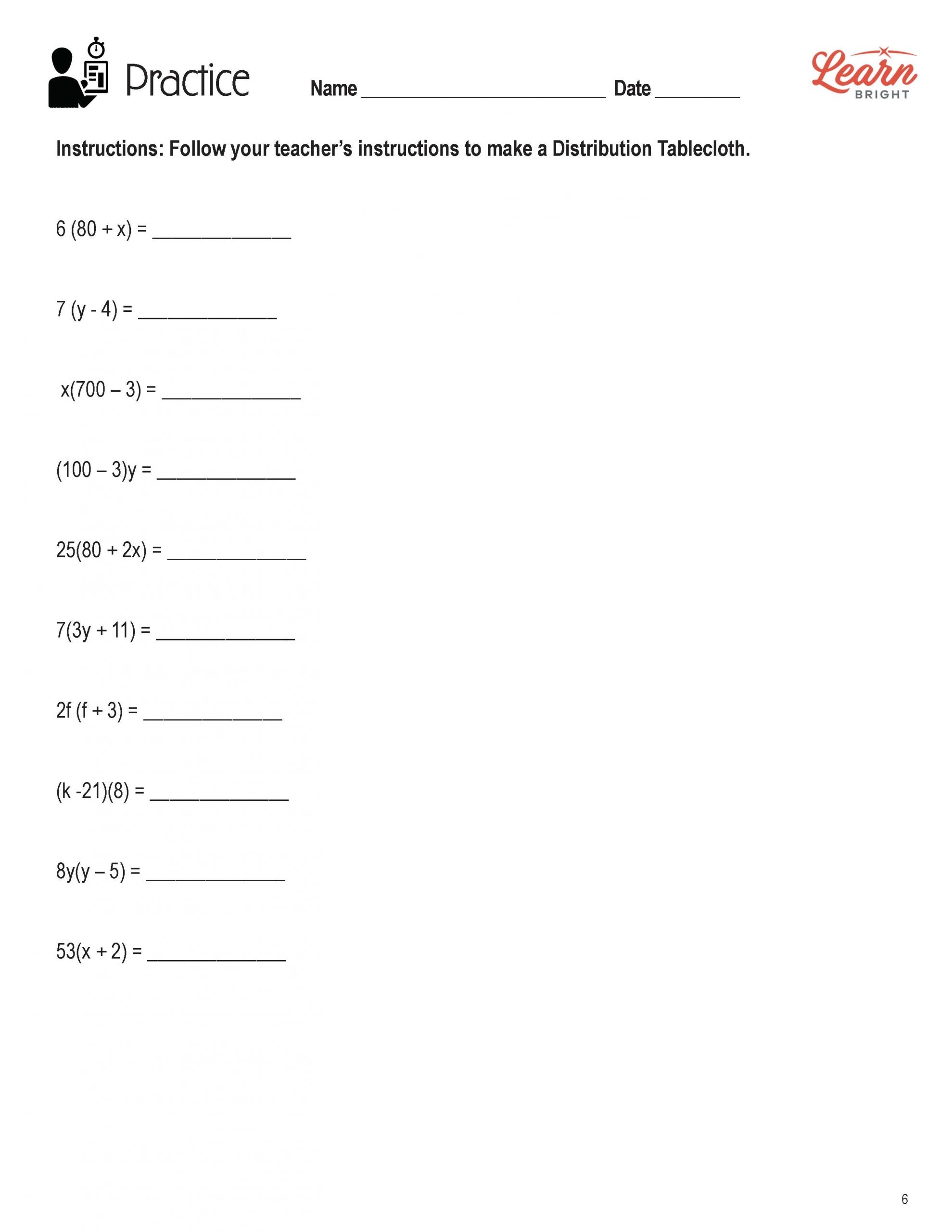 Math Properties Solve By Distributive Property