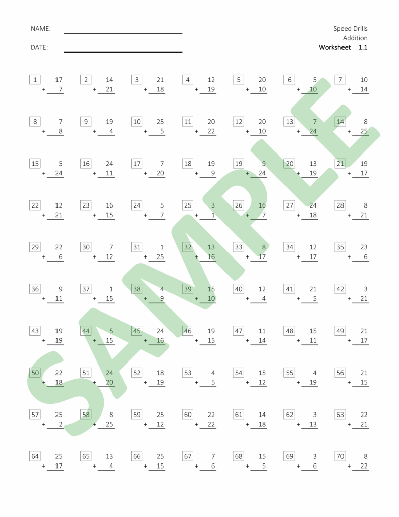 Math Speed Drills Worksheet 1 2 Classful
