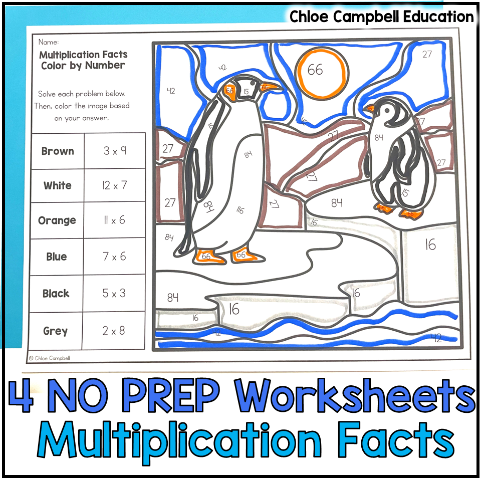 Multiplication Facts Practice Winter Math Worksheets Winter Fact 