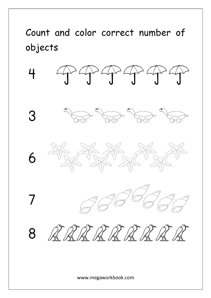 Math Counting Worksheets For Kindergarten