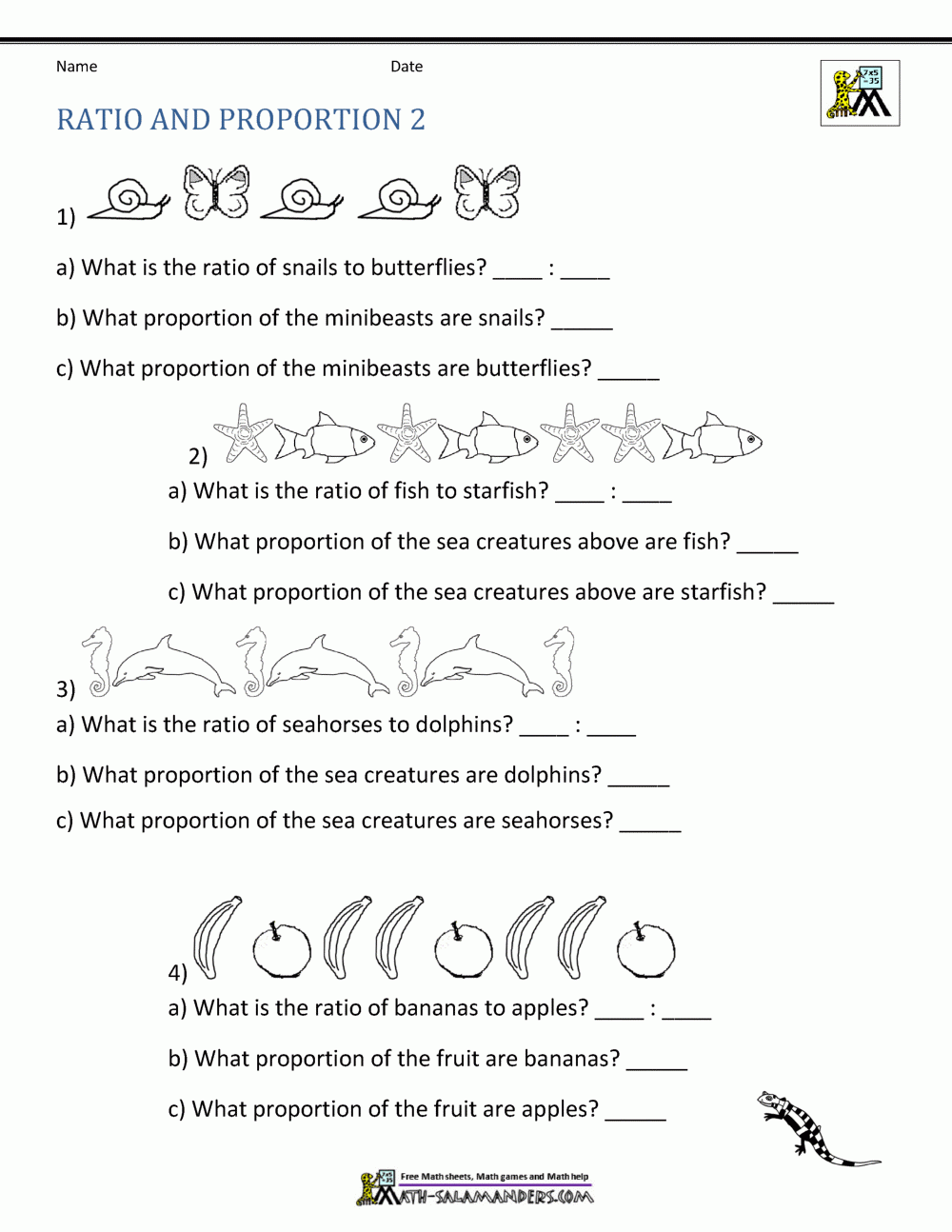Proportion Math Worksheets