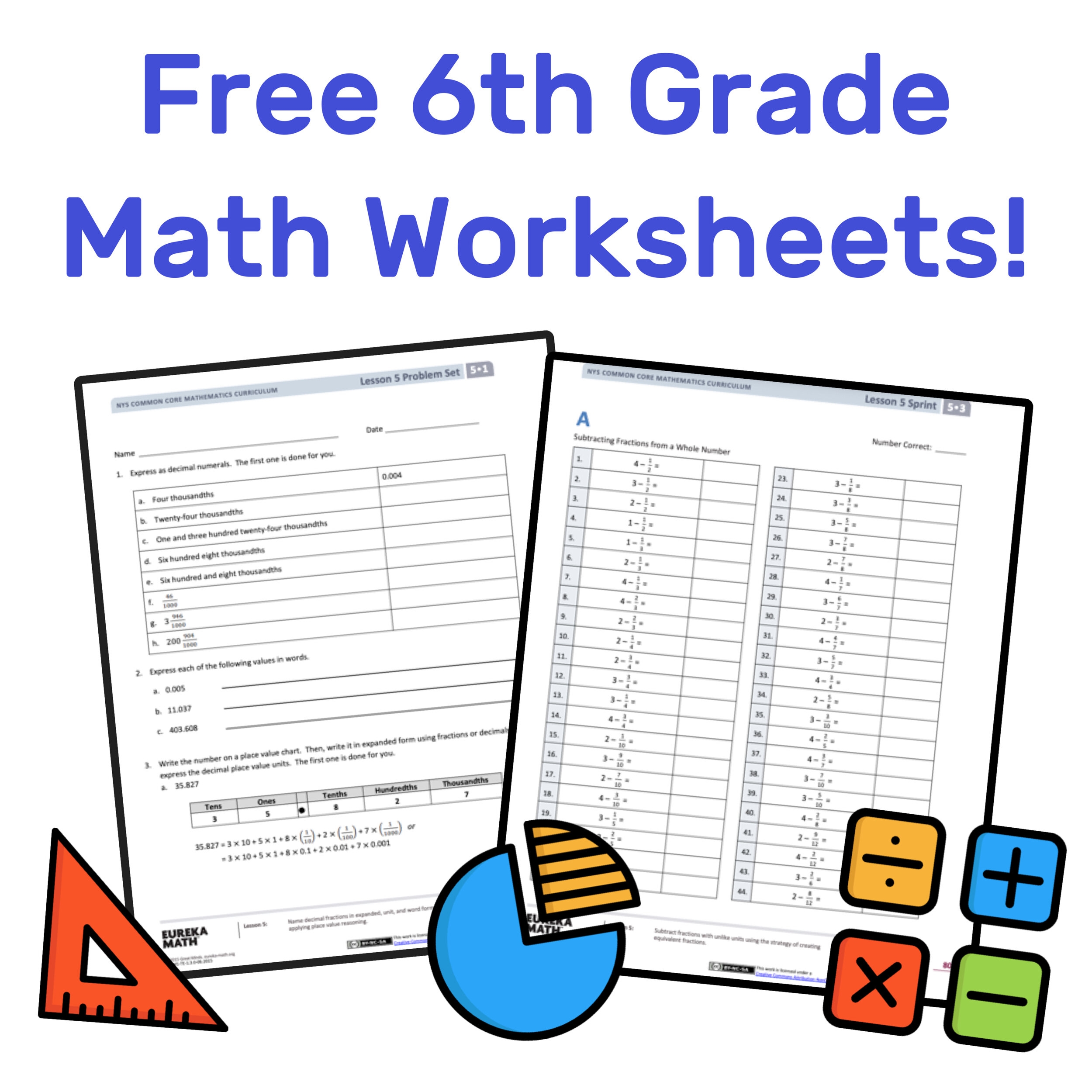6th Grade Math Worksheets Free