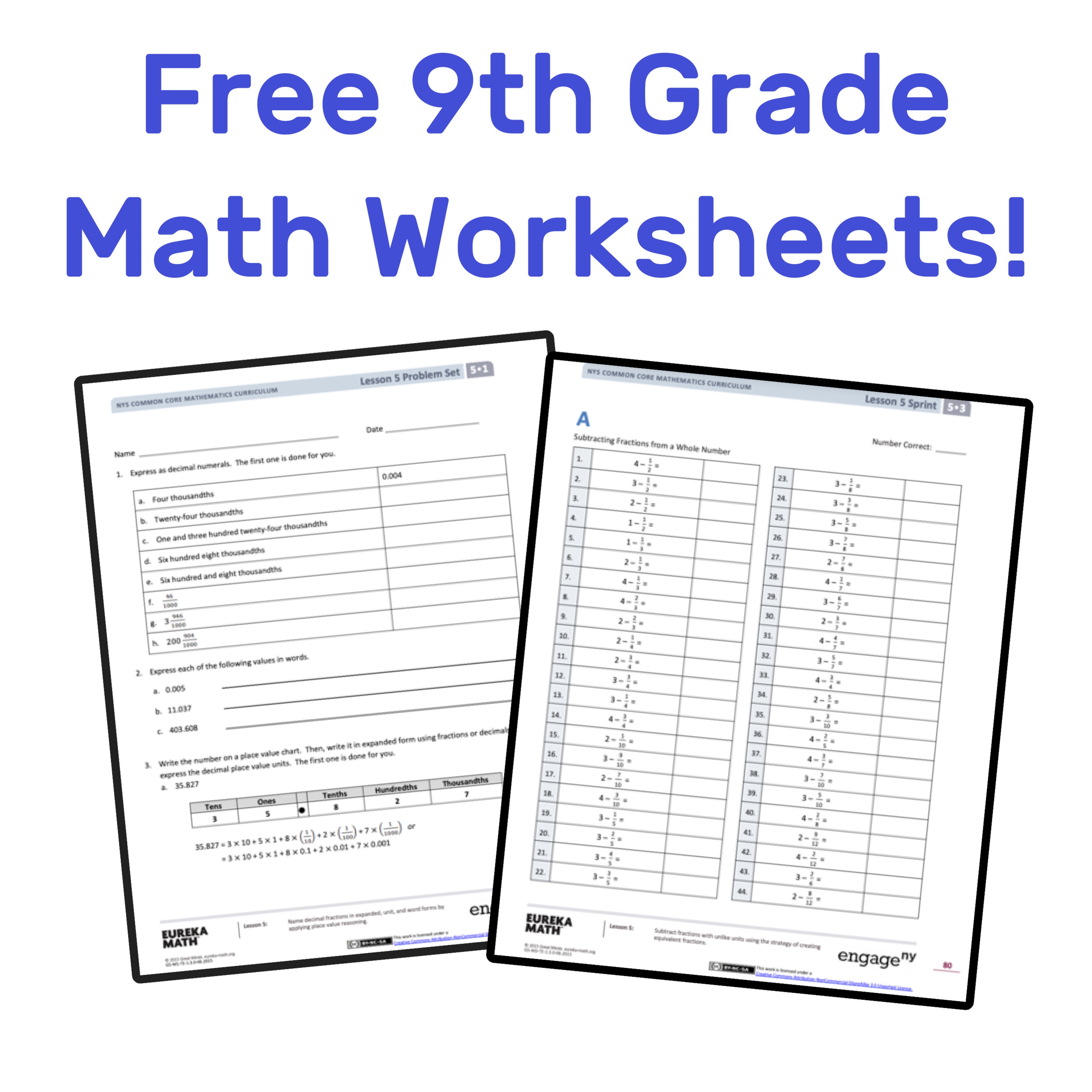 Math For 9th Graders Worksheets