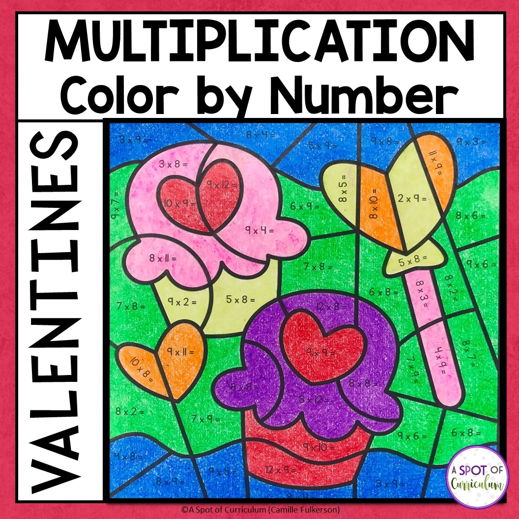 Valentine s Day Math Coloring Pages Multiplication Color By 