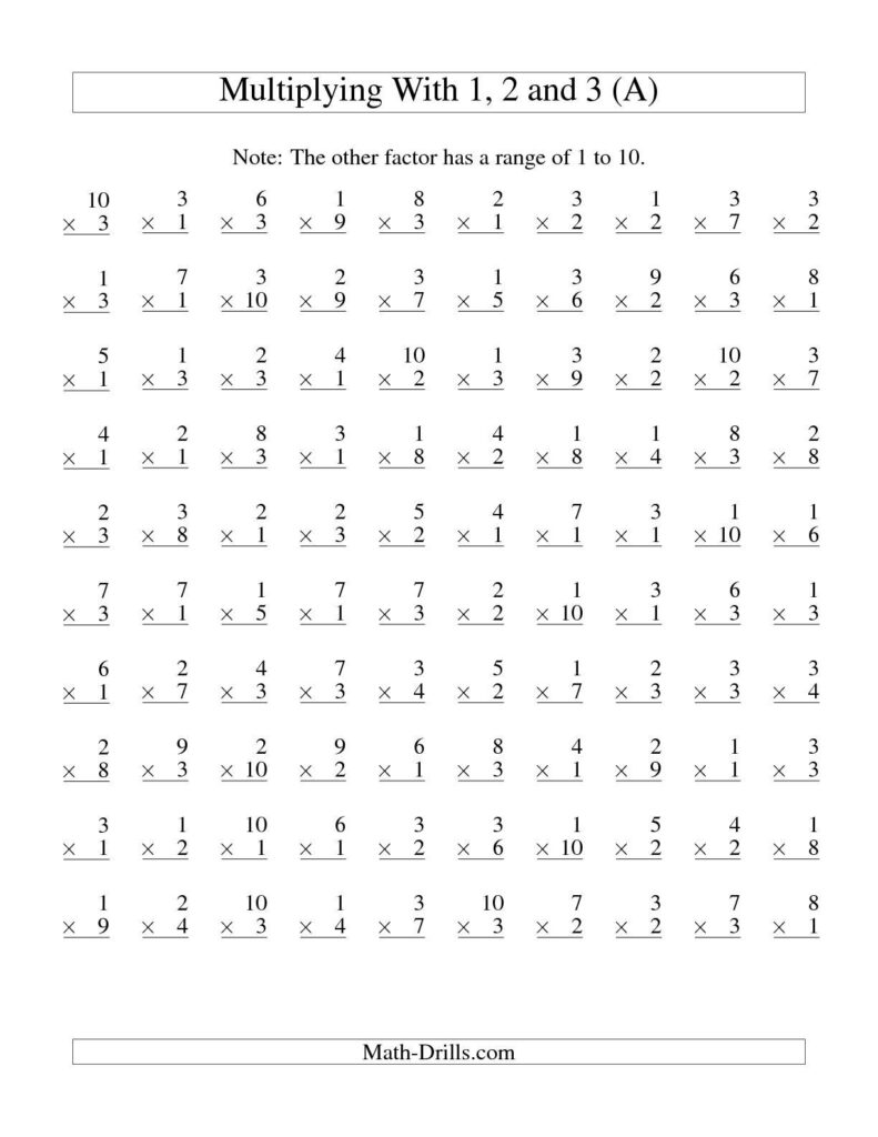 0 1 And 2 Multiplication Worksheet - Free Printable