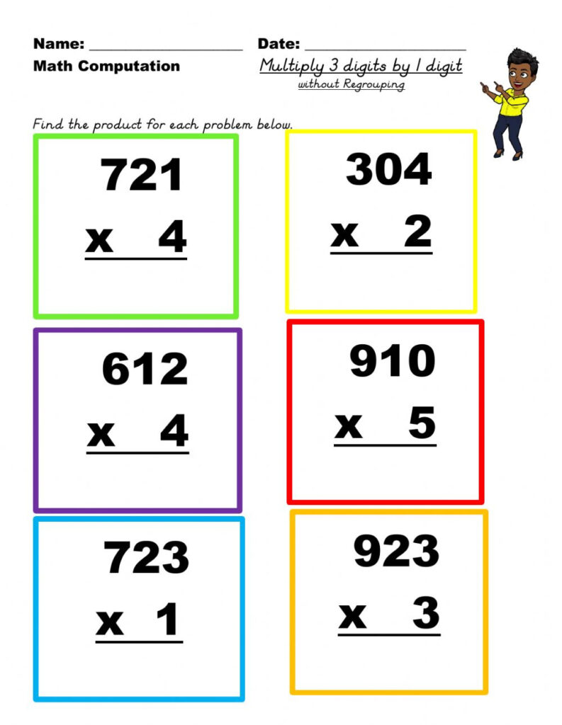 1 By 3 Digit Multiplication Worksheets - 3 Digit By 1 Digit Multiplication Worksheets | Multiplication Worksheets