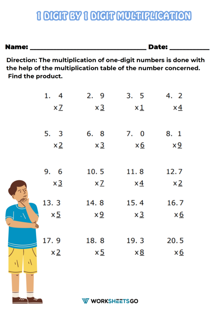1 Digit By 1 Digit Multiplication Worksheets | WorksheetsGO 1 Digit By 1 Digit Multiplication Worksheets | WorksheetsGO