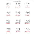 1 Digit Times 5 Digit Multiplication Worksheets