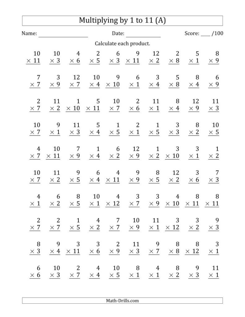 100 Basic Facts Multiplication Worksheets - 100 Math Facts Multiplication Worksheet - Free Printable