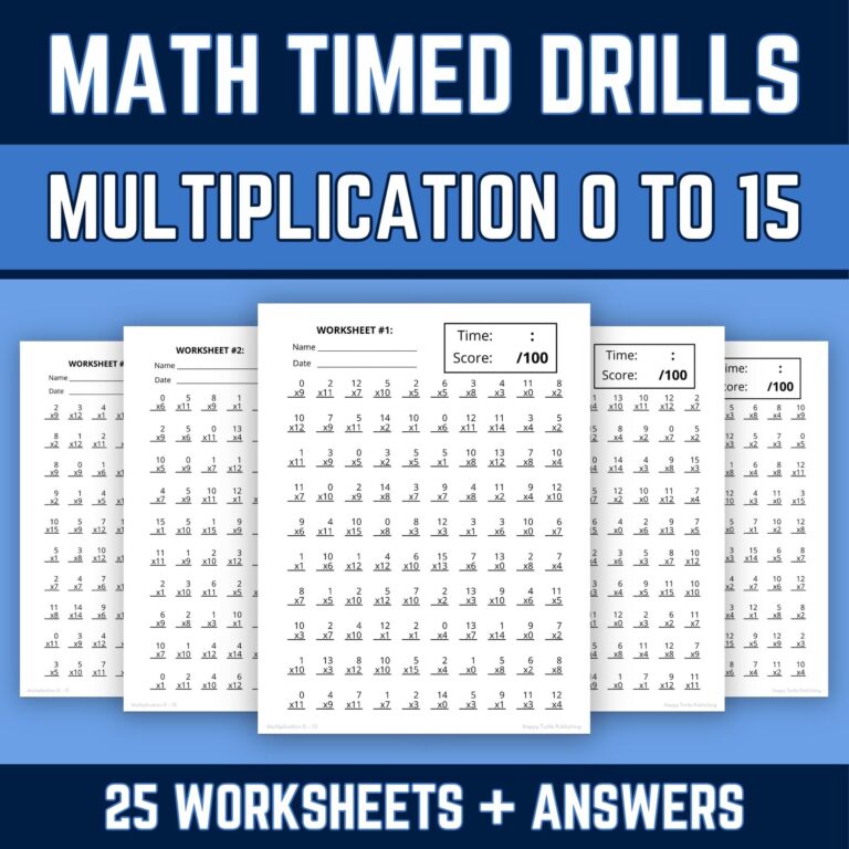 Printable multiplication facts worksheets with answer keys for 100 Math Fact Practice Worksheets