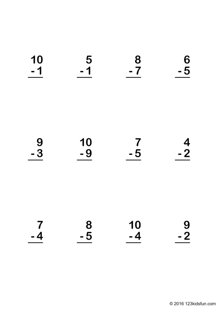 1st Grade Math Worksheets Subtraction - subtraction worksheets