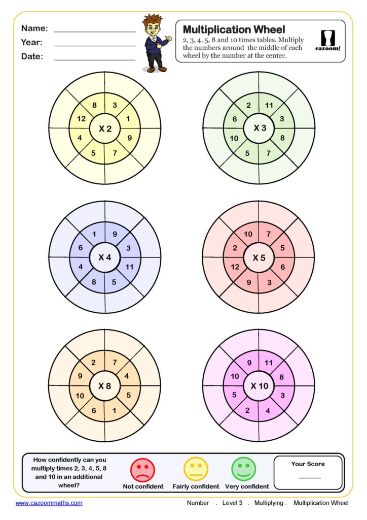 2 3 4 5 Multiplication Worksheets - multiplication wheels 2345810 times tables worksheet