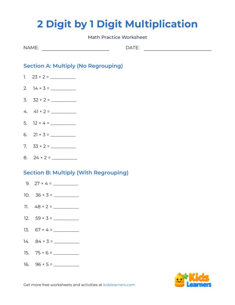 2 Digit By 1 Digit Multiplication Worksheet With Word Problems For Grade 3 2 Digit By 1 Digit Multiplication Worksheet With Word Problems For Grade 3