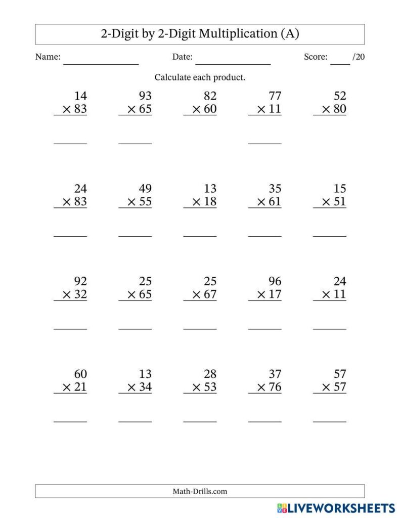 2 digit by 2 di… | Free Interactive Worksheets | 7178093 2 digit by 2 di… | Free Interactive Worksheets | 7178093