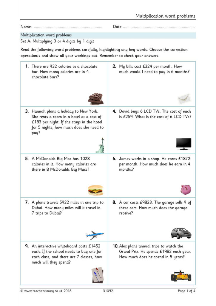 2 Digit By 2 Digit Multiplication Word Problems Worksheets Pdf - Free ...