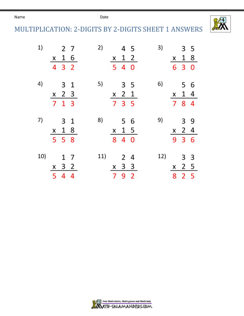 2 Digit Multiplication Worksheet With Answers – 2 Digit Multiplication Worksheet 2 Digit Multiplication Worksheet With Answers - 2 Digit Multiplication Worksheet