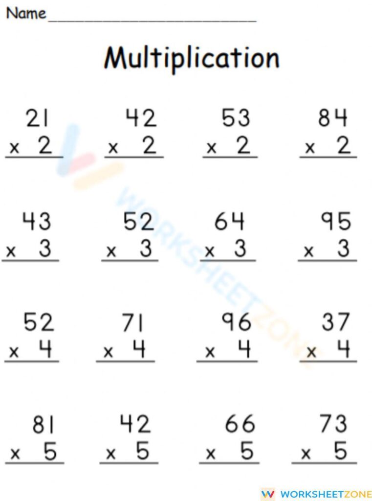 2 Digit Multiplication Worksheets For Grade 2